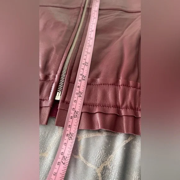 New Genuine Leather Tommy Bahama Burgundy Woman Jacket Full Zip - Picture 12 of 16